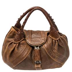 Pre Owned Fendi Brown Leather Spy Bag