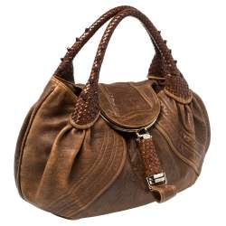 Pre Owned Fendi Brown Leather Spy Bag