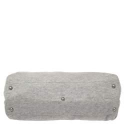 Pre Owned Fendi Grey/Pink Jersey and Leather Large Limited Edition Peekaboo Top Handle Bag