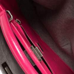 Pre Owned Fendi Grey/Pink Jersey and Leather Large Limited Edition Peekaboo Top Handle Bag