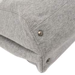 Pre Owned Fendi Grey/Pink Jersey and Leather Large Limited Edition Peekaboo Top Handle Bag