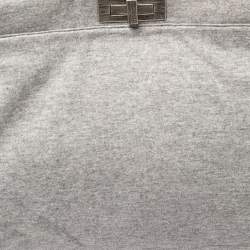 Pre Owned Fendi Grey/Pink Jersey and Leather Large Limited Edition Peekaboo Top Handle Bag