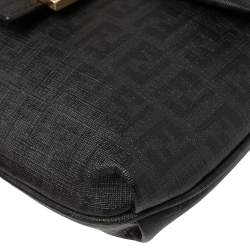 Fendi Black Zucchino Coated Canvas FF Flap Messenger Bag