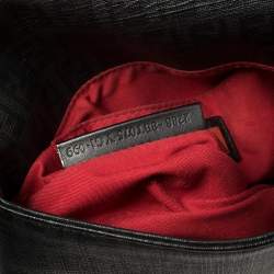 Fendi Black Zucchino Coated Canvas FF Flap Messenger Bag