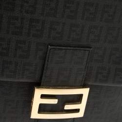 Fendi Black Zucchino Coated Canvas FF Flap Messenger Bag