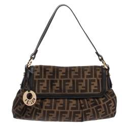 Pre Owned Fendi Tobacco Zucca Canvas and Leather Chef Hobo