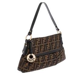 Pre Owned Fendi Tobacco Zucca Canvas and Leather Chef Hobo