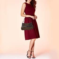 Pre Owned Fendi Tobacco Zucca Canvas and Leather Chef Hobo
