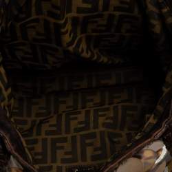 Pre Owned Fendi Tobacco Zucca Canvas and Leather Fringed Spy Bag