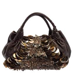 Pre Owned Fendi Tobacco Zucca Canvas and Leather Fringed Spy Bag