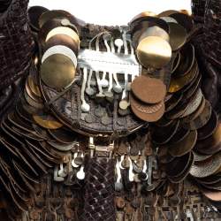 Pre Owned Fendi Tobacco Zucca Canvas and Leather Fringed Spy Bag
