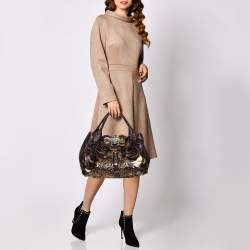 Pre Owned Fendi Tobacco Zucca Canvas and Leather Fringed Spy Bag