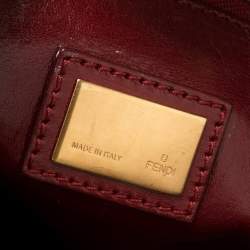 Pre Owned Fendi Brown/Burgundy Calf Hair and Leather Medium Peekaboo Top Handle Bag