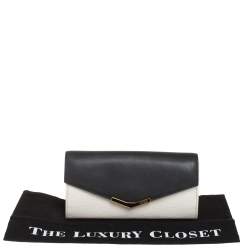 Fendi Off White/Black Leather Envelope Continental Wallet