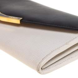 Fendi Off White/Black Leather Envelope Continental Wallet