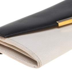 Fendi Off White/Black Leather Envelope Continental Wallet