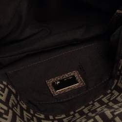 Pre Owned حقيبة كتف فندي باغويت جلد وكانفاس زوكينو بني 