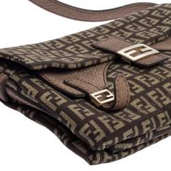 Pre Owned حقيبة كتف فندي باغويت جلد وكانفاس زوكينو بني 