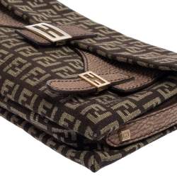 Pre Owned حقيبة كتف فندي باغويت جلد وكانفاس زوكينو بني 