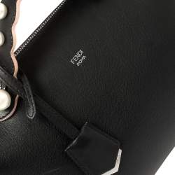 Pre Owned Fendi Black Leather Faux Pearl Embellished Medium By The Way Satchel
