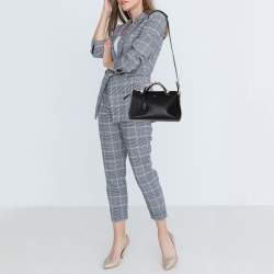 Pre Owned Fendi Black Leather Faux Pearl Embellished Medium By The Way Satchel