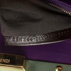 Pre Owned Fendi Orange/Green Leather Mini Peekaboo Top Handle Bag