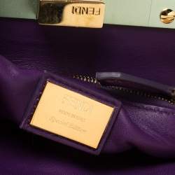 Pre Owned Fendi Orange/Green Leather Mini Peekaboo Top Handle Bag