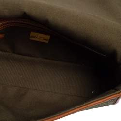 Fendi Military Green Zucca Embroidered Canvas and Leather FF Baguette Bag