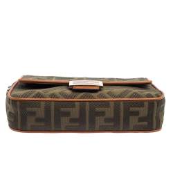 Fendi Military Green Zucca Embroidered Canvas and Leather FF Baguette Bag