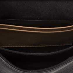 Pre Owned حقيبة فندي دابل مايكرو باغويت جلد مقلم بيج و أسود