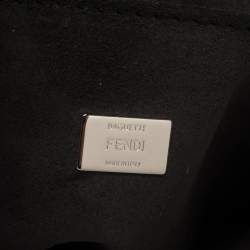 Pre Owned حقيبة فندي دابل مايكرو باغويت جلد مقلم بيج و أسود