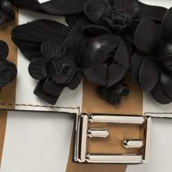 Pre Owned حقيبة فندي دابل مايكرو باغويت جلد مقلم بيج و أسود