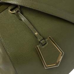Pre Owned Fendi Olive Green Leather Medium 2Jours Tote
