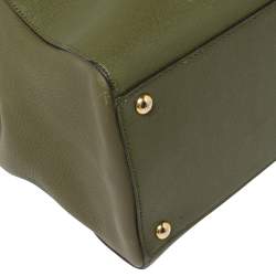 Pre Owned Fendi Olive Green Leather Medium 2Jours Tote