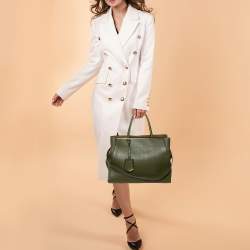 Pre Owned Fendi Olive Green Leather Medium 2Jours Tote