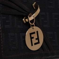 Pre Owned Fendi Black Zucchino Canvas and Leather Flap Continental Wallet