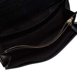 Pre Owned Fendi Black Zucchino Canvas and Leather Flap Continental Wallet