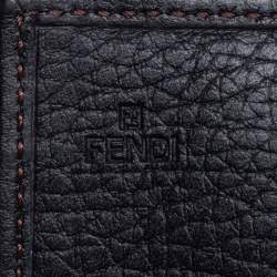 Pre Owned Fendi Black Zucchino Canvas and Leather Flap Continental Wallet