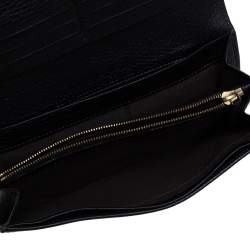 Pre Owned Fendi Black Zucchino Canvas and Leather Flap Continental Wallet