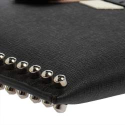Pre Owned Fendi Black Leather Karlito Flat Clutch