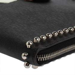 Pre Owned Fendi Black Leather Karlito Flat Clutch