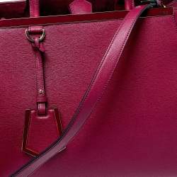 Pre Owned Fendi Magenta Leather Medium Sac 2jours Tote