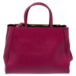 Pre Owned Fendi Magenta Leather Medium Sac 2jours Tote