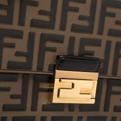 Pre Owned Fendi Black/Brown Zucca Leather Small Kan U Shoulder Bag