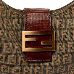 Pre Owned Fendi Beige/Green Zucca Canvas Hobo