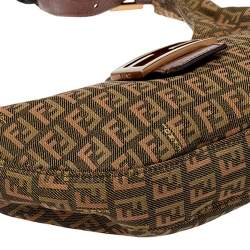 Pre Owned Fendi Beige/Green Zucca Canvas Hobo
