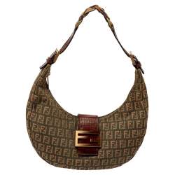 Pre Owned Fendi Beige/Green Zucca Canvas Hobo