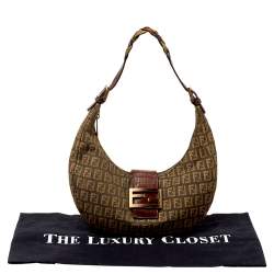 Pre Owned Fendi Beige/Green Zucca Canvas Hobo