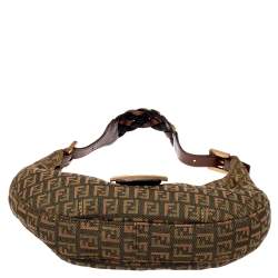 Pre Owned Fendi Beige/Green Zucca Canvas Hobo