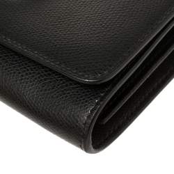 Pre Owned Fendi Black Leather Kan I F Wallet On Chain Clutch